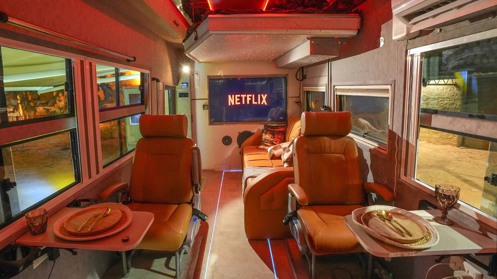 Black Caravan interior lounge