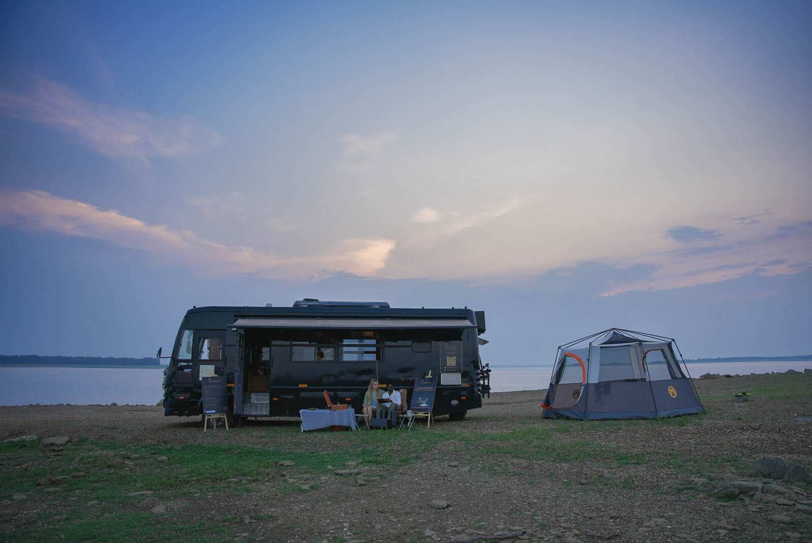 Luxury black caravan on rent in Bangalore — Ratha Black Caravan lakeside